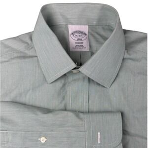 Brooks Brothers 1818 Regent Non-Iron Green Micro Stripe Dress Shirt 15 2/3 Mens